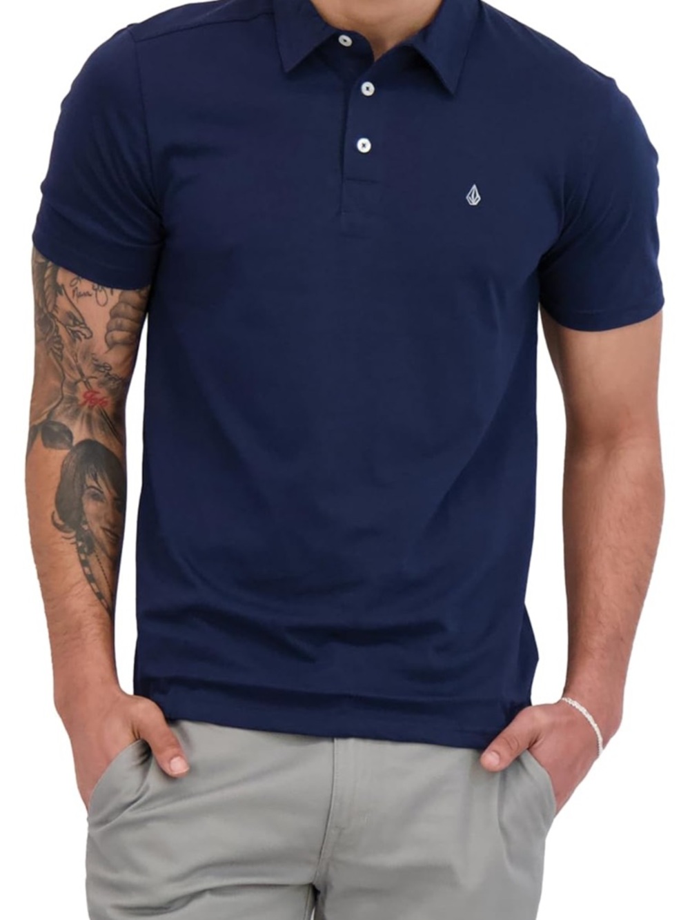 Volcom Men's Navy Blue Polo Shirt - Classic Fit Short Sleeve